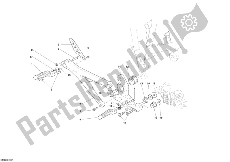 All parts for the Footrests, Right of the Ducati Multistrada 1100 S 2008